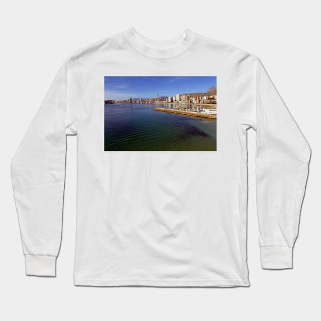 Benidorm Poniente Beach Costa Blanca Spain Long Sleeve T-Shirt by AndyEvansPhotos